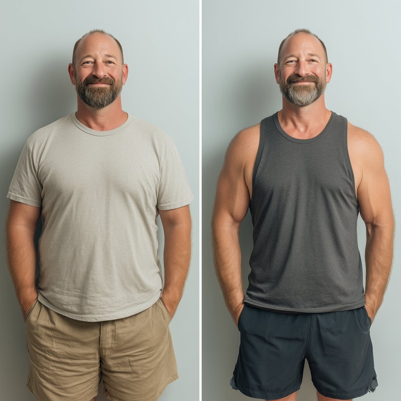 Derek before and after transformation.